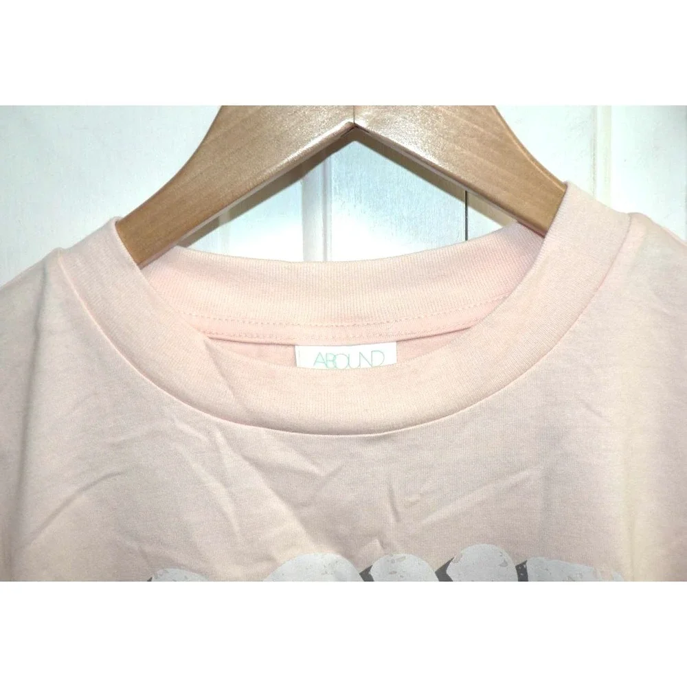 Abound Women's Love Graphic Print Short Sleeve Crew Crop Top Pink Creole Love SM
